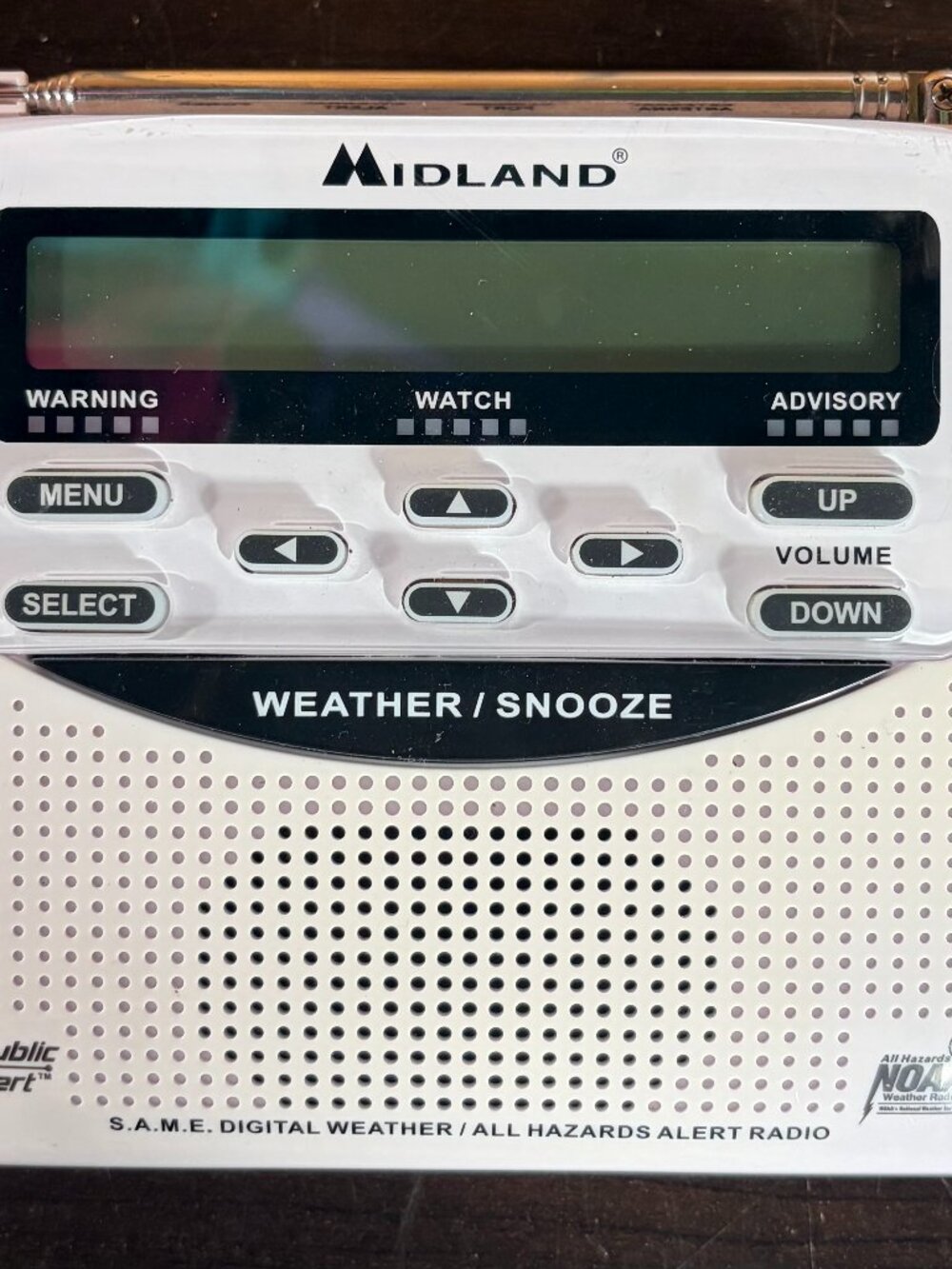 Midland WR-120EZ NOAA Emergency Weather Alert Radio No Power Cord - AA Batteries